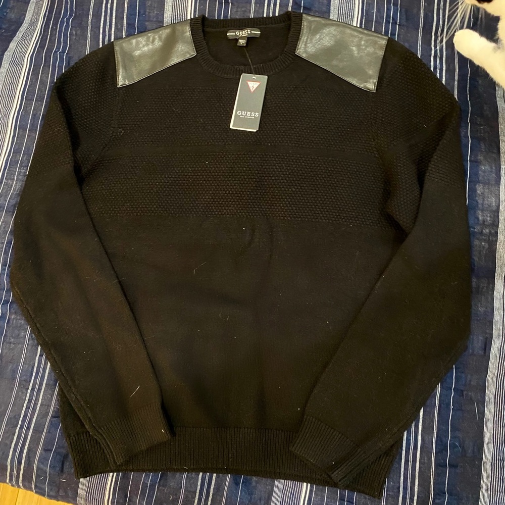 Guess Male Sweater L size - NEW (have tags) leather shoulder pads